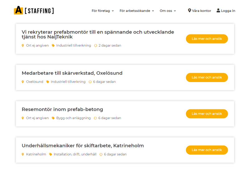 A-Staffing Lediga jobb